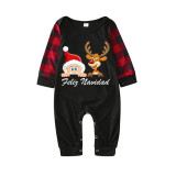 Christmas Matching Family Pajamas Feliz Navidad Santa And Deer Black Pajamas Set