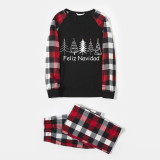 Christmas Matching Family Pajamas Feliz Navidad Beautiful Trees Black Red Plaids Pajamas Set