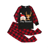 Christmas Matching Family Pajamas Feliz Navidad Santa And Deer Black Pajamas Set
