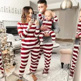 Christmas Family Matching Pajamas Sleepwear Red Stripes Sets Christmas Dad Gray Tops and Stripes Pants