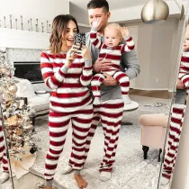 Christmas Family Matching Pajamas Sleepwear Red Stripes Sets Christmas Dad Gray Tops and Stripes Pants