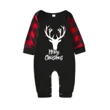 Christmas Matching Family Pajamas Antler With Lights Black Pajamas Set