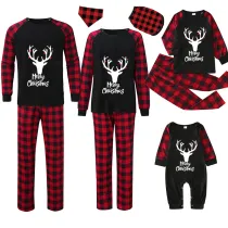 Christmas Matching Family Pajamas Antler With Lights Black Pajamas Set