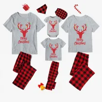 Christmas Matching Family Pajamas Antler With Lights Gray Pajamas Set