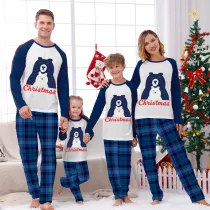 Christmas Matching Family Pajamas Exclusive Design Blue Polar Bear Plaids Pajamas Set