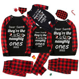 2022 Christmas Matching Family Pajamas Dear Santa They're The Naughty Ones Black Pajamas Set