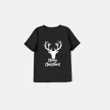 Christmas Matching Family Pajamas Antler With Lights Black Pajamas Set