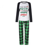 2022 Christmas Matching Family Pajamas Dear Santa They're The Naughty Ones Green Plaids Pajamas Set