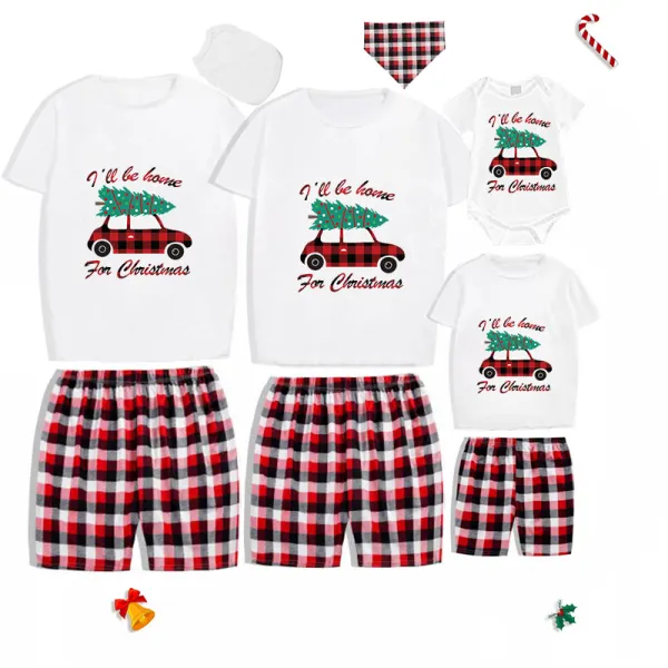 Christmas Matching Family Pajamas I'll Be Home For Christmas Car Gray Pajamas Set