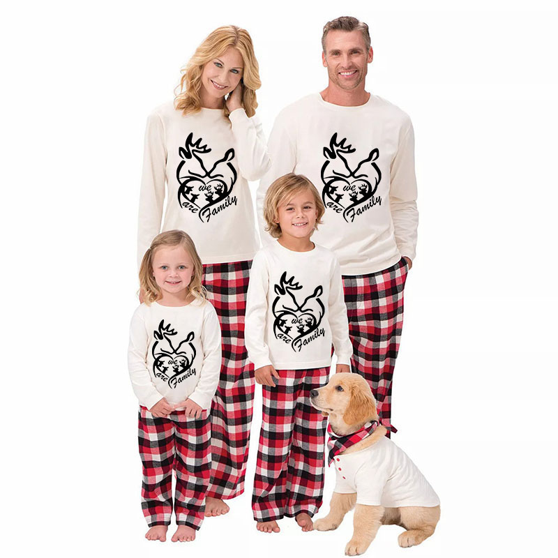 Christmas Matching Family Pajamas We Are Family Deers White Pajamas Set