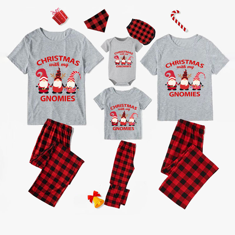 Christmas Matching Family Pajamas Christmas With My Gnomies Gray Pajamas Set