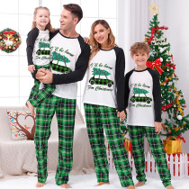 Christmas Matching Family Pajamas I'll Be Home For Christmas Car Green Plaids Pajamas Set