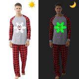 Christmas Matching Family Pajamas Luminous Glowing Smile Snowflake Black Pajamas Set