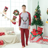 Christmas Matching Family Pajamas Antler With Colorful Lights Red Pajamas Set