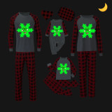 Christmas Matching Family Pajamas Luminous Glowing Smile Snowflake Black Pajamas Set