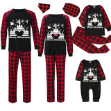 Christmas Matching Family Pajamas Castle Santa Claus Black Pajamas Set