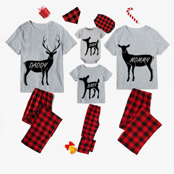 Christmas Matching Family Pajamas Deers Family Gray Pajamas Set