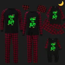 Christmas Matching Family Pajamas Luminous Glowing What The Elf Black Pajamas Set