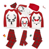 Christmas Matching Family Pajamas Couple Deer Bow Tie Antler Red Pajamas Set