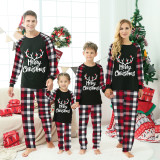 Christmas Matching Family Pajamas Luminous Glowing Merry Christmas Antler Black Pajamas Set