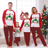 Christmas Matching Family Pajamas Castle Santa Claus Red Pajamas Set