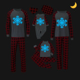 Christmas Matching Family Pajamas Luminous Glowing Blue Snowflake Black Pajamas Set