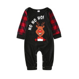 Christmas Matching Family Pajamas Ho Ho Ho Smile Deer Black Pajamas Set