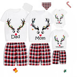 Christmas Matching Family Pajamas Antler With Colorful Lights Short Pajamas Set