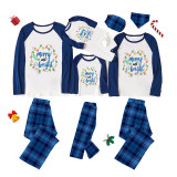 Christmas Matching Family Pajamas Merry And Bright Multicolor Lights Garland Blue Pajamas Set