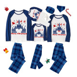 Christmas Matching Family Pajamas Castle Santa Claus Blue Pajamas Set