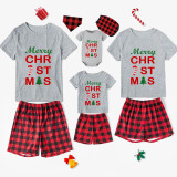 Christmas Matching Family Pajamas Merry Christmas Word Art Gray Pajamas Set