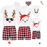 Christmas Matching Family Pajamas Antler With Christmas Hat Sunglasses Short Pajamas Set