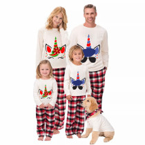 Christmas Matching Family Pajamas Unicorn Expression Red Pajamas Set