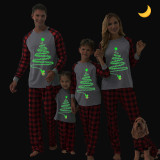Christmas Matching Family Pajamas Luminous Glowing Santa Claus Fireworks Christmas Black Pajamas Set