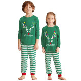 Christmas Matching Family Pajamas Antler With Colorful Lights Black Red Plaids Pajamas Set