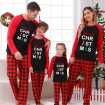 Christmas Matching Family Pajamas Merry Christmas Word Art Black Red Plaids Pajamas Set