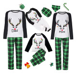 Christmas Matching Family Pajamas Antler With Colorful Lights Green Plaids Pajamas Set