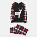 Christmas Matching Family Pajamas Deers Family Black Red Plaids Pajamas Set