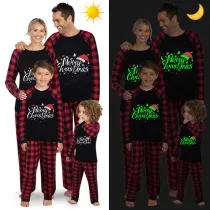 Christmas Matching Family Pajamas Luminous Glowing Merry Christmas Hat Black Pajamas Set