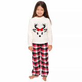 Christmas Matching Family Pajamas Couple Deer Bow Tie Antler White Pajamas Set