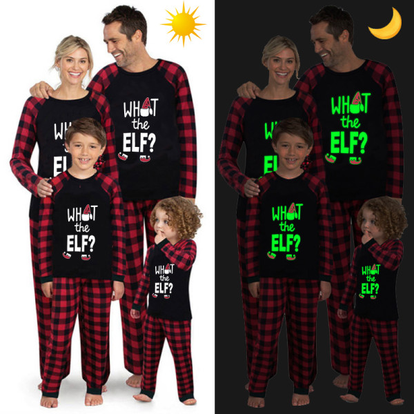 Christmas Matching Family Pajamas Luminous Glowing What The Elf Black Pajamas Set