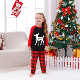 Christmas Matching Family Pajamas Deers Family Black And Red Pajamas Set