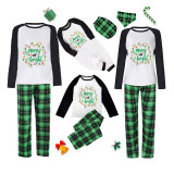 Christmas Matching Family Pajamas Merry And Bright Multicolor Lights Garland Green Plaids Pajamas Set
