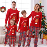 Christmas Matching Family Pajamas Ho Ho Ho Smile Deer Green Stripes Pajamas Set
