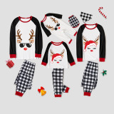 Christmas Matching Family Pajamas Antler With Christmas Hat Sunglasses White Pajamas Set