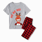 Christmas Matching Family Pajamas Ho Ho Ho Smile Deer Gray Pajamas Set