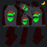 Christmas Matching Family Pajamas Luminous Glowing Santa Claus Head Black Pajamas Set