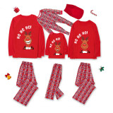 Christmas Matching Family Pajamas Ho Ho Ho Smile Deer Green Stripes Pajamas Set