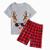 Christmas Matching Family Pajamas Antler With Christmas Hat Sunglasses Short Pajamas Set