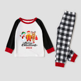 2022 Christmas Matching Family Pajamas Christmas Exclusive Design Santa and Snowman Merry Christmas Gift Box Blue Pajamas Set